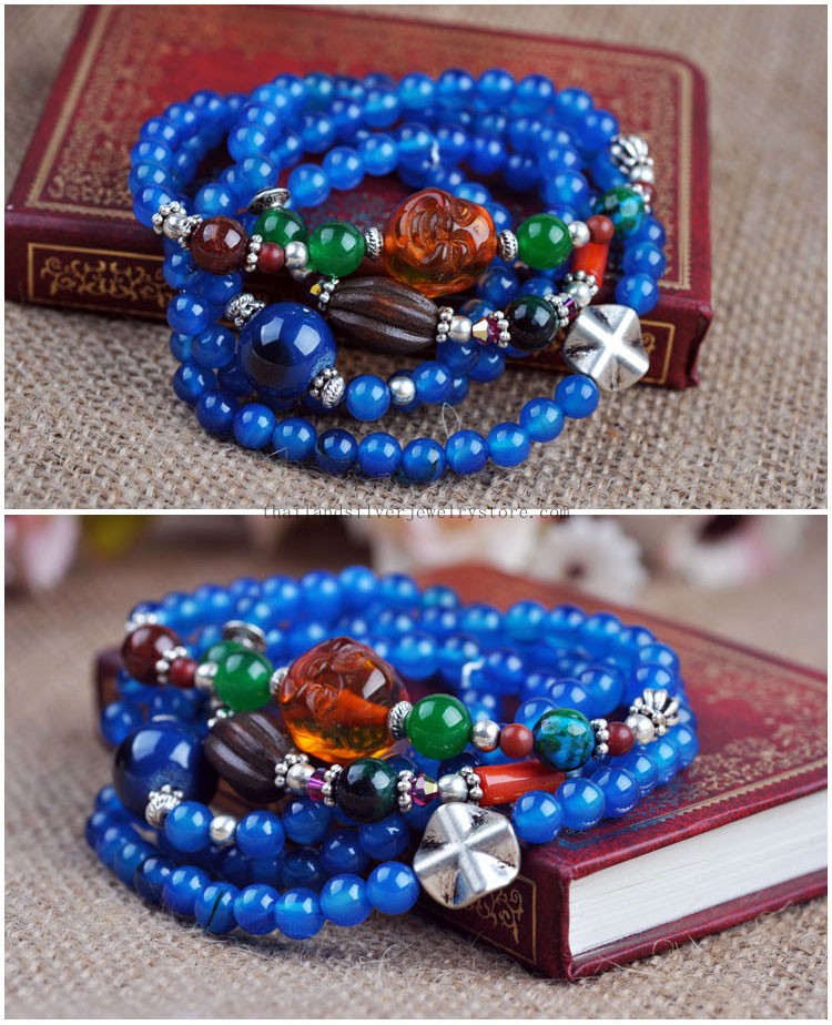 Blue crystal beads bracelet