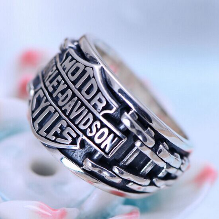 925 sterling silver men's ring Harley engine retro fashion and personality ring vintage sterling 925 thai silver ring