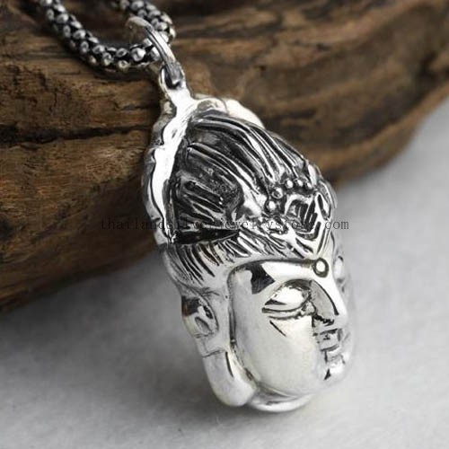 Handmade Thailand Silver Tathagata Buddha Head Amulet