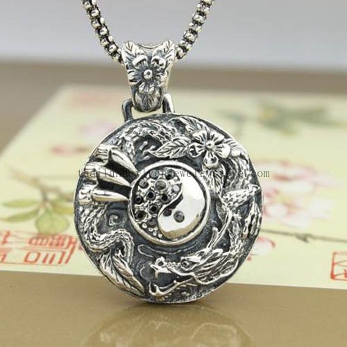 Thailand Silver Dragon Feng Shui Symbol Pendant