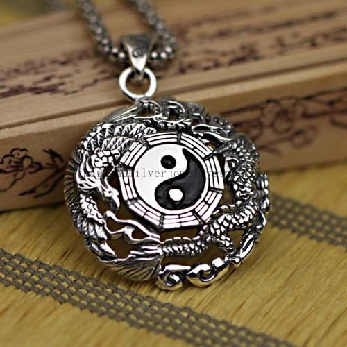 Thailand Silver Feng Shui Symbol Dragon Pendant