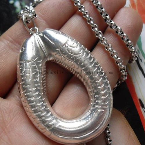 Handmade Silver Double Fish Pendant