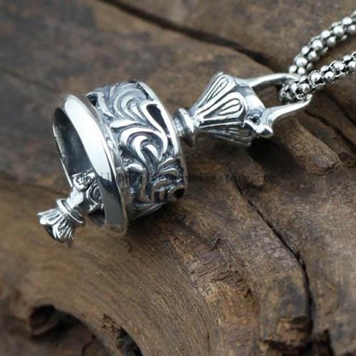 Handmade Silver Buddhist Bell Amulet Pendant