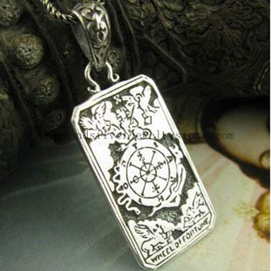 Handmade Silver Buddhist Dharma Wheel Amulet Pendant