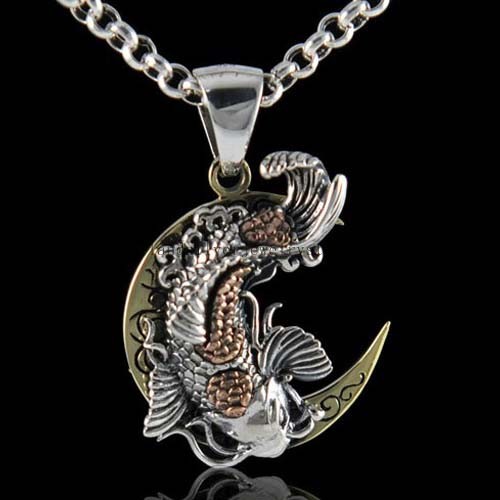 Thailand Silver Moon Fish Lucky Pendant for Cancer