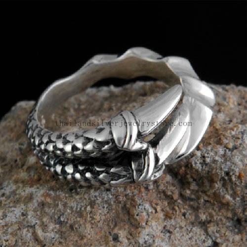 Thai Silver Dragon Paw Small Ring for Men