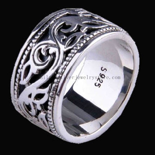 Handmade Silver Thailand Lucky Symbol Spinning Ring