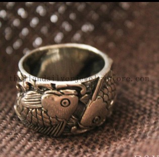 Handmade Thailand Sterling Silver Fish Lucky Ring