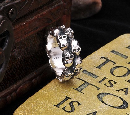 Handmade Thai sterling Silver Skull Ring for Men