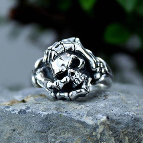 Handmade Thailand Sterling Silver Skull Ring for Men