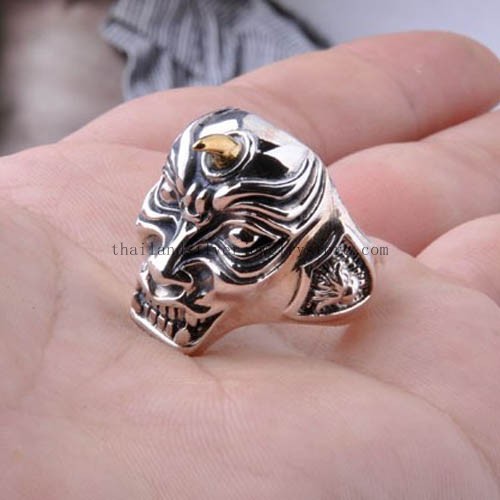 Handmade Thailand Sterling Silver Skull Ring for Men