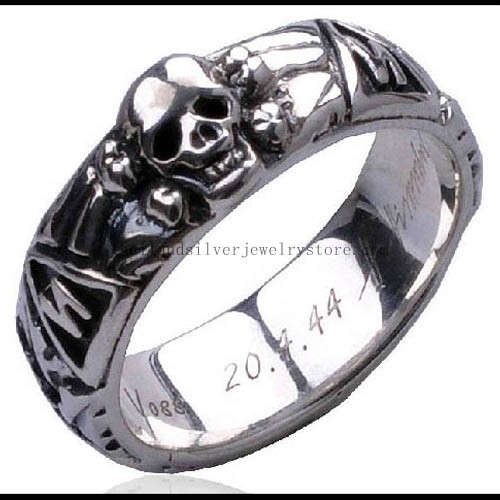 Handmade Thailand Sterling Silver Skull Ring for Men