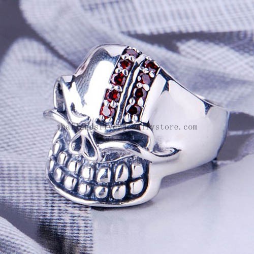 Handmade Thailand 925 Silver Skull Ring for Men