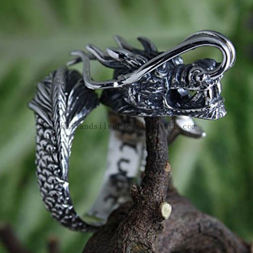 Handmade Thai Silver Dragon Ring for Men