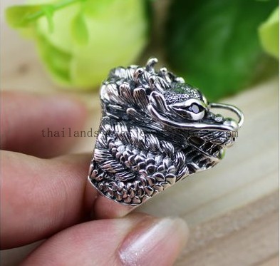 Handmade Thailand 925 Silver Dragon Ring for Men