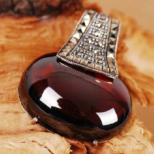 Thai Silver Garnet Pendant Thai Tribe Pendant