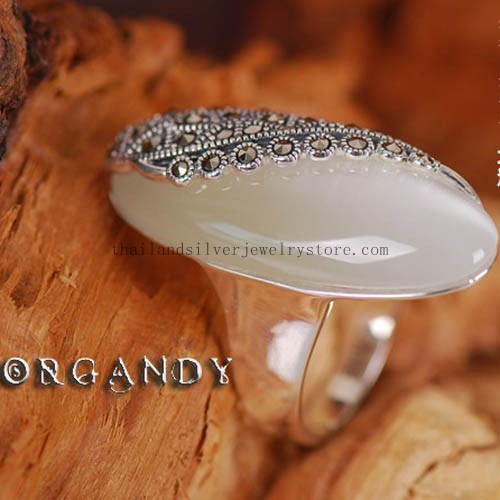 Thai 925 Sterling Silver Cat Eye Ring Charm Ring