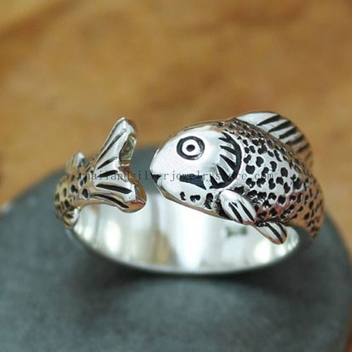 Handmade Silver Fish Lucky Ring