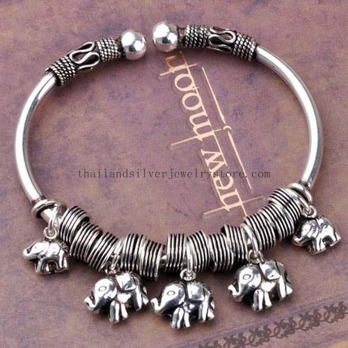 Handmade 925 Silver Elephant Bracelet for Girls