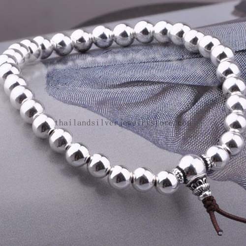 5MM Silver Beads Bracelet Tibetan Silver Mala Bracelet