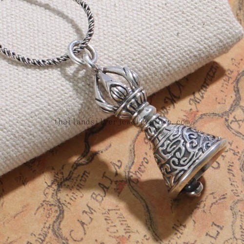 925 Silver Tibetan Bell Pendant Handmade Pendant