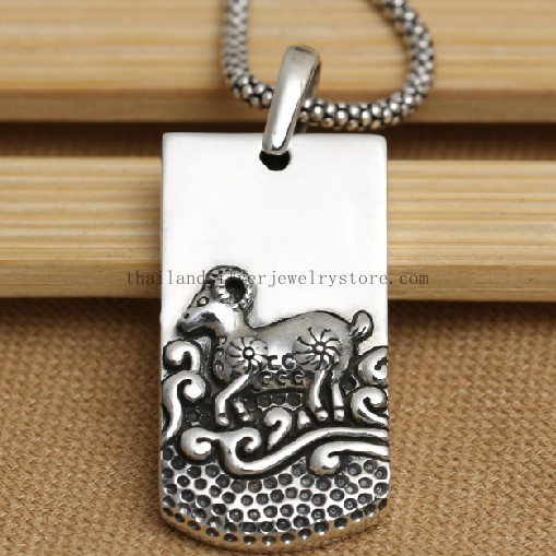 Handmade Thai 925 Silver the Chinese Zodiac Sheep Animal Pendant