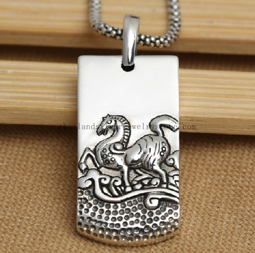 Handmade Thai 925 Silver the Chinese Zodiac Horse Animal Pendant