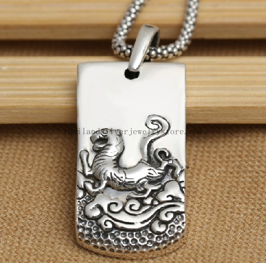 Handmade Thai 925 Silver the Chinese Zodiac Tiger Animal Pendant