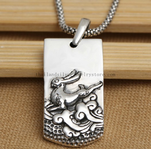 Handmade Thai 925 Silver the Chinese Zodiac Rabbit Animal Pendan