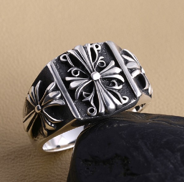 Handmade Thai 925 Silver Cross Ring Man Ring