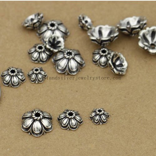 Handmade 925 Silver Flower Beads Caps