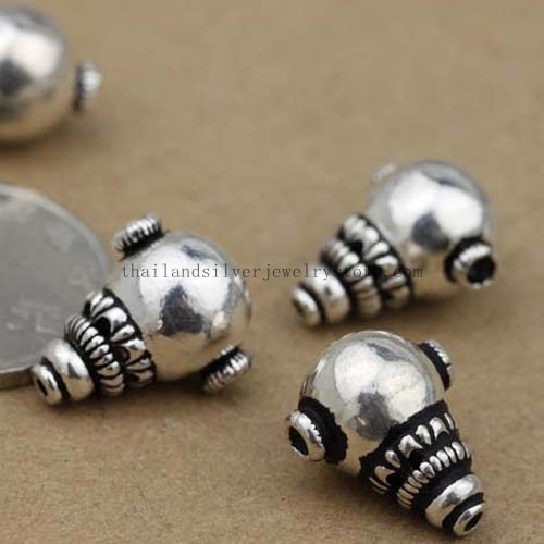 Handmade 925 Silver Three-holed Bead Guru Bead for Mala