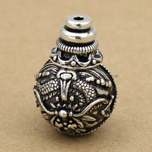 Handmade 925 Silver Dragon Guru Bead Three Hole Bead