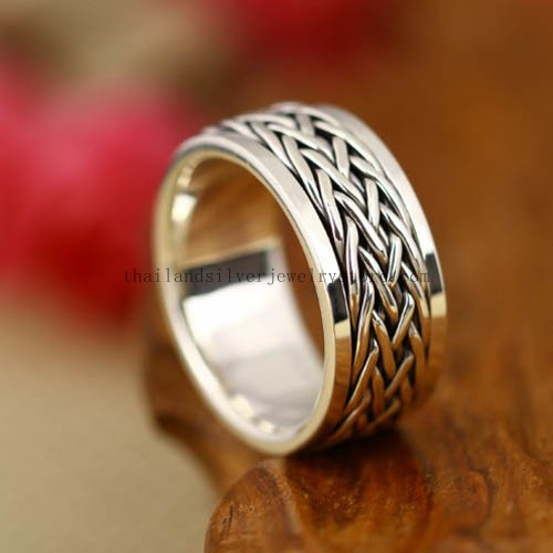 Handmade Thai 925 Silver Spinner Ring Lucky Ring vintage man rin