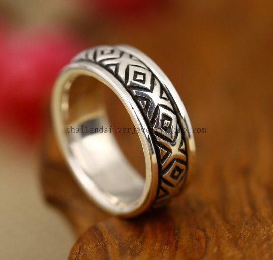 Handmade Thailand 925 Silver Lucky Ring Vintage Spinning Ring