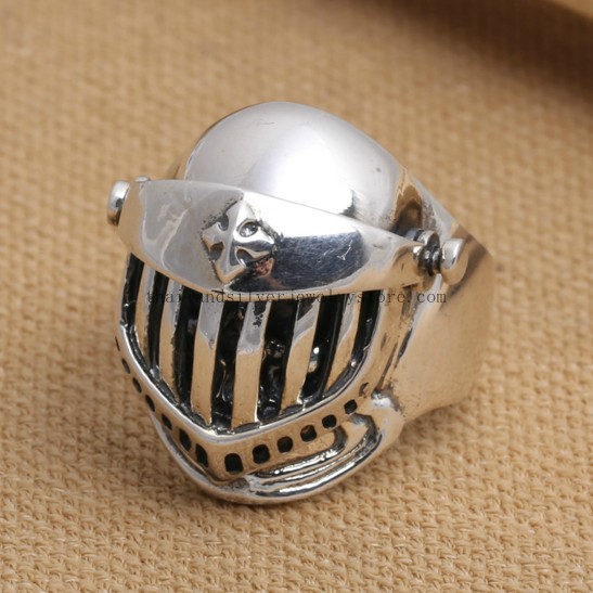 Handmade thailand 925 silver knight skull ring Man ring jewelry