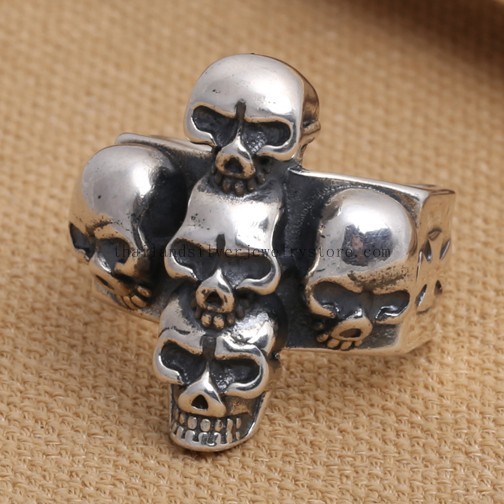 Handmade Thailand 925 silver skull ring adjustable