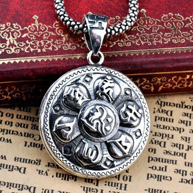 Handmade Thai 925 Silver Tibetan OM Mani Padme Hum Pendant Good